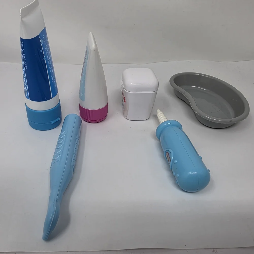 Play Dentist Dental Floss Toothpaste Tray Instruments Plastic Lot